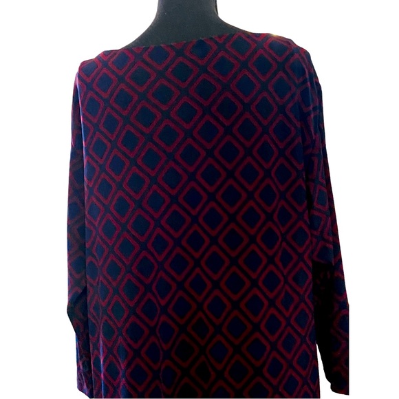 Lauren Ralph Lauren Navy and Burgundy Long Sleeve Drees - Picture 7 of 9